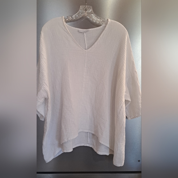 Bryn Walker WHITE BAX Woven Cotton Gauze Tunic Top Oversize LRG Lagenlook - Picture 1 of 9